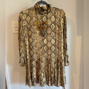 Zara Snake Print Long Sleeve Dress